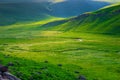 sunny landscape Armenia, landscape mountain green valley with rivers