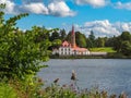 Sunny landscape with old castle. Russia. Gatchina Royalty Free Stock Photo