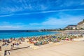Sunny landscape with the picturesque colorful Amadores beach on the Spanish Canary Island of Gran Canaria Royalty Free Stock Photo