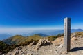 Sunny landscape of the sign of East Peak of Hehuanshan mountain