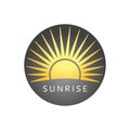 Sunny logo. Badge with sun. Sunrise icon.