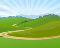 Sunny Meadow with lonely path Royalty Free Stock Photo