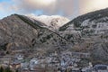 Sunny morining in the winter in Canillo, Andorra. Royalty Free Stock Photo