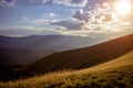 A sunny morning in the Carpathian mountains. Ukraine Royalty Free Stock Photo