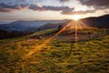 Sunny morning mountains rural landscape Royalty Free Stock Photo