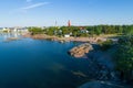 Sunny morning over Hanko shooting from a quadrocopter. Finland Royalty Free Stock Photo