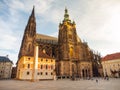 Sunny morning at Saint Vitus Cathedral, Prague Castle, Prague, Czech Republic Royalty Free Stock Photo
