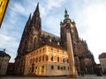 Sunny morning at Saint Vitus Cathedral, Prague Castle, Prague, Czech Republic Royalty Free Stock Photo