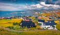 Sunny morning sityscape of Torshavn port. Captivating outdoor scene of Streymoy island, Faroe, Denmark, Europe.