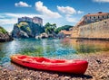 Sunny morning view of famous Fort Bokar in city of Dubrovnik. Colorful summer scene of Croatia, Europe. Beautiful world of Mediter Royalty Free Stock Photo