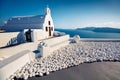 Sunny morning view of Santorini island. Picturesque spring scene of the  famous Greek resort Thira, Greece, Europe. Royalty Free Stock Photo