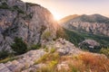 Sunny mountain landscape, Dinara mountains near Omis, Dalmatia, Croatia Royalty Free Stock Photo