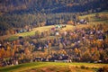 Sunny October day in mountain village. Autumn in Poland Royalty Free Stock Photo