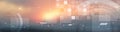 Sunny orange futuristic technology abstract background