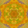 Sunny orange mandala kaleidoscope tile triangle arabesque