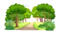 Sunny park path with lush trees and green grass, vector design Generative AI Royalty Free Stock Photo