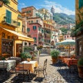 Sunny Piazza or square in a Coastal Italian Village