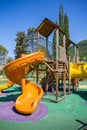 Sunny Playtime: Colorful Children& x27;s Playground in Portonovi Royalty Free Stock Photo