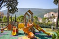 Sunny Playtime: Colorful Children& x27;s Playground in Portonovi Royalty Free Stock Photo