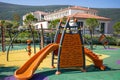 Sunny Playtime: Colorful Children& x27;s Playground in Portonovi Royalty Free Stock Photo