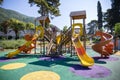 Sunny Playtime: Colorful Children& x27;s Playground in Portonovi Royalty Free Stock Photo