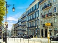 Sunny Portugal. The main streets of Lisbon. Authentic buildings of old Lisbon