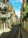 Sunny Portugal. The main streets of Lisbon. Authentic buildings of old Lisbon