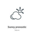 Sunny pronostic outline vector icon. Thin line black sunny pronostic icon, flat vector simple element illustration from editable Royalty Free Stock Photo