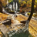 sunny, quiet autumn day in a city picnic area, Jagodina, Serbia