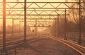 Sunny railroad tracks Royalty Free Stock Photo