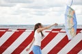 Sunny or rainy weather forecast. just having fun. sexy girl with parasol. fashion accessory. happy woman hold umbrella. fly away