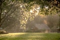 Sunny rays breaking thru after rain in the neighborhood