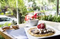 Waffles with Ice Cream and Coffee