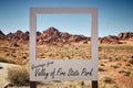 Sunny scenery of a photo frame with a text in the Valley of Fire State Park in Nevada, USA Royalty Free Stock Photo