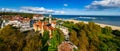 The sunny scenery of Sopot city and Molo - pier on the Baltic Sea. Poland