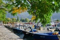Sunny September morning on the promenade in Budva, Montenegro Royalty Free Stock Photo