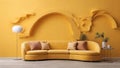 Sunny Serenity: A Tranquil Wall Design Set Against a Soft Yellow Background, Evoking Feelings of Calmness, Serenity, and Relaxatio