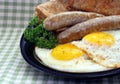 Sunny Side Eggs with Sausage Royalty Free Stock Photo