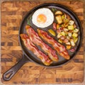 Sunny Side Up Egg and Bacon Breakfast with Potatoes