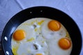 Sunny Side Up Eggs in a Pan Royalty Free Stock Photo