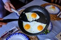 Sunny Side Up Eggs in a Pan Royalty Free Stock Photo