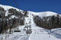 Ski slopes in snowy mountain resort Rosa Khutor, Sochi