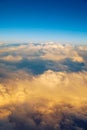 Sunny sky abstract background, beautiful cloudscape, on the heaven, view over white fluffy clouds, freedom concept. Aerial view of Royalty Free Stock Photo