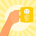 Sunny smile day concept background, flat style Royalty Free Stock Photo