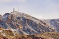 Sunny snowy landscape of Franklin Mountain