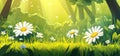 A sunny spring background, designed in HD wallpaper, using a soft focus lens technique, featuring dark, white, and green Royalty Free Stock Photo