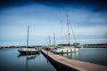 Sunny but still frozen day in the tourist harbor of Constanta