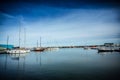 Sunny but still frozen day in the tourist harbor of Constanta