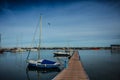 Sunny but still frozen day in the tourist harbor of Constanta