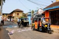 The sunny street in the indian city Kochi
